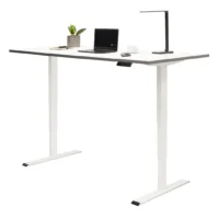 Höhenverstellbarer Schreibtisch in Weiß mit weißer Tischplatte mit schwarzem Kern